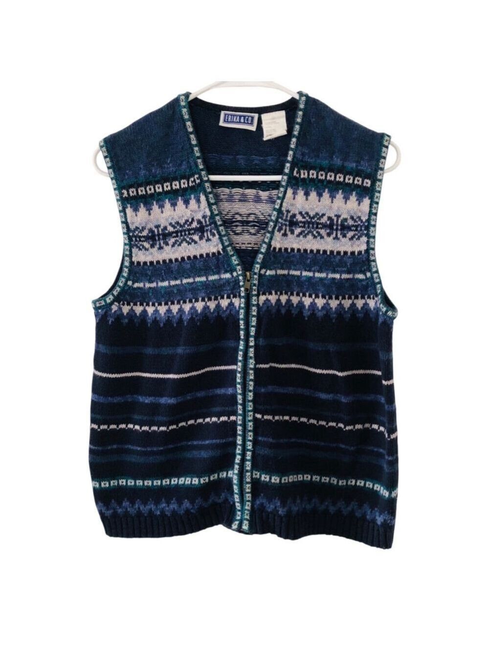 Vintage Erika & Co Vest Size Large Fair isle Nordic Cottagecore
